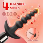 4 thrusting modes adjustable handheld wellness massager with beaded attachment.