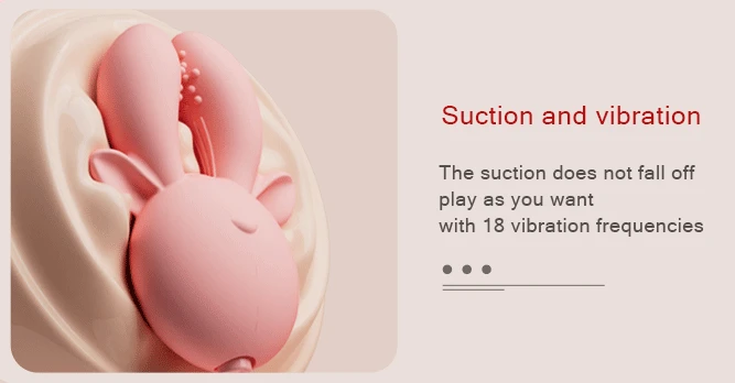 Detailed view of the deer-themed pleasure toy applied to a surface, illustrating the 18 vibration frequencies and secure suction grip.