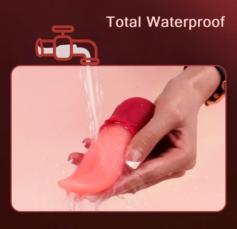 Waterproof adult toy being rinsed under water, highlighting its easy-to-clean and shower-friendly design.