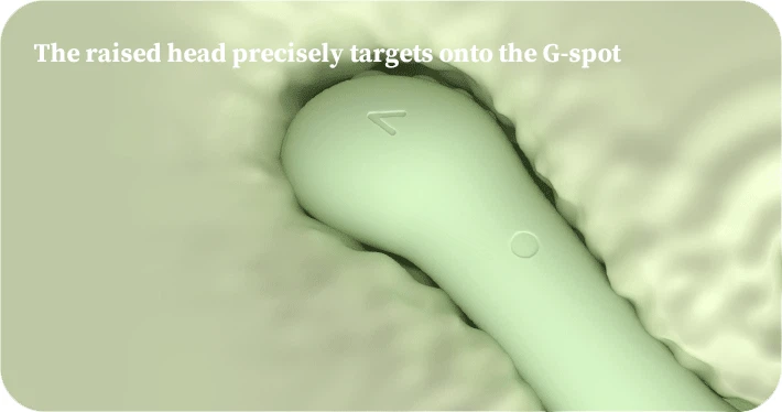 Detailed view of the ergonomically raised head of the massager, specifically contoured for precise internal targeting.