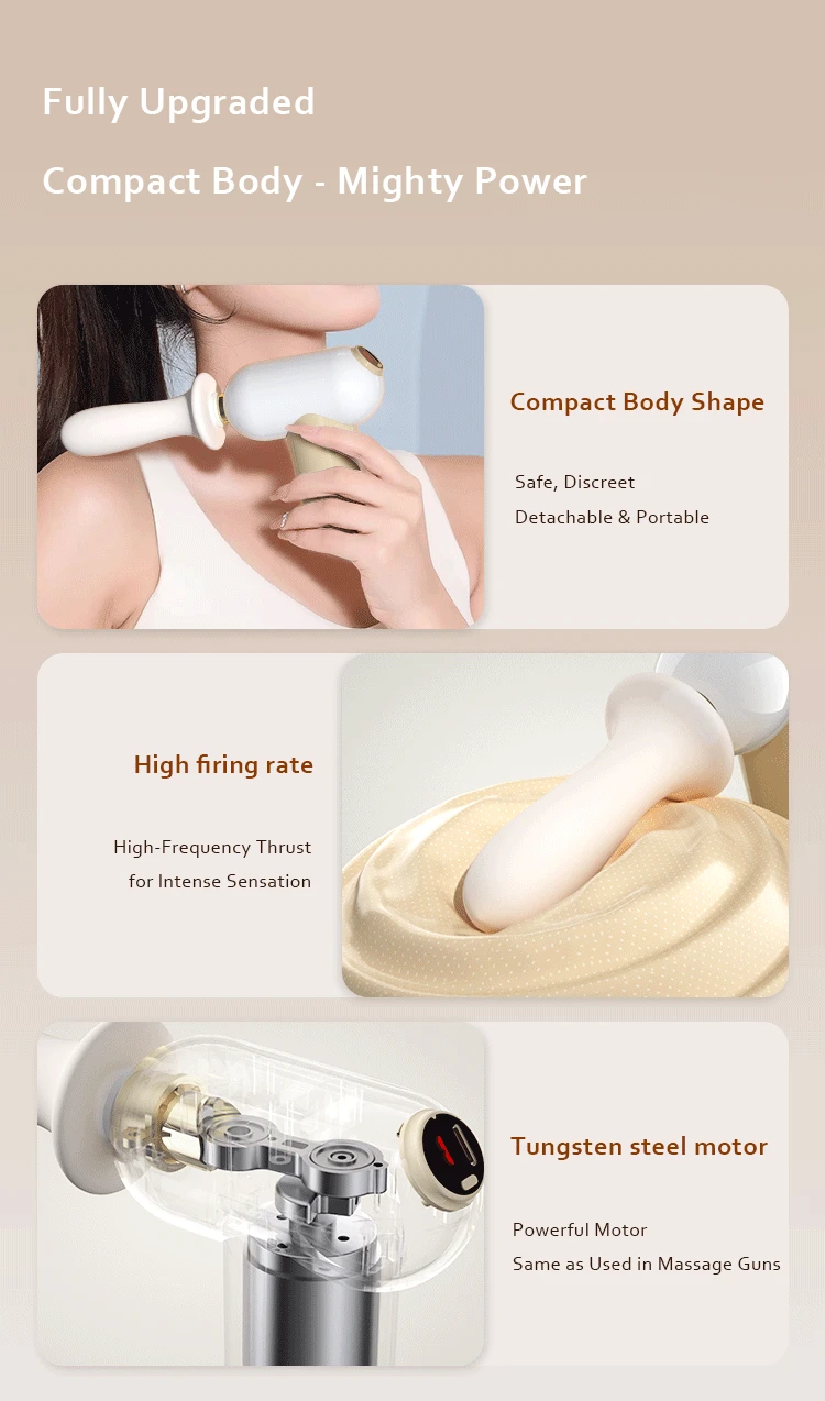 Compact handheld wand massager featuring a powerful tungsten steel motor.