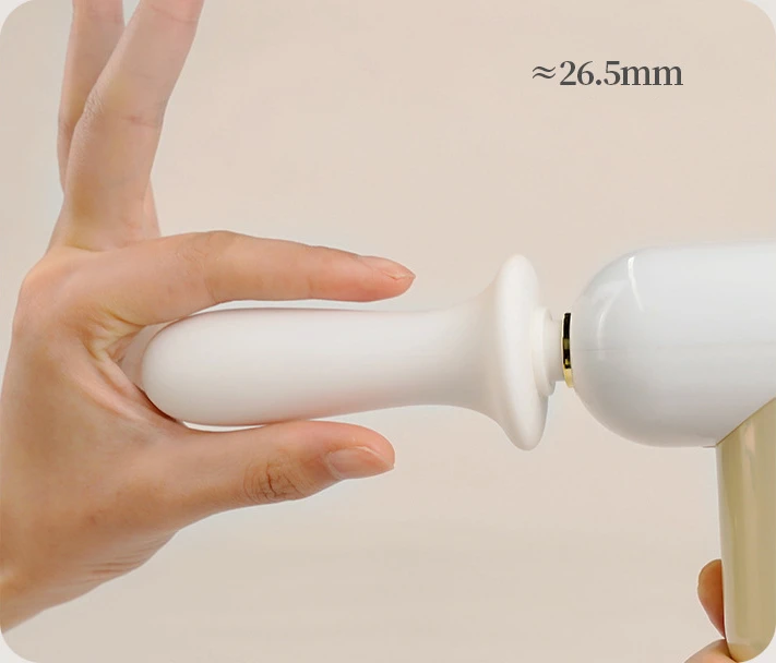 Close-up of premium skin-friendly silicone massage head with flexible curved neck.
