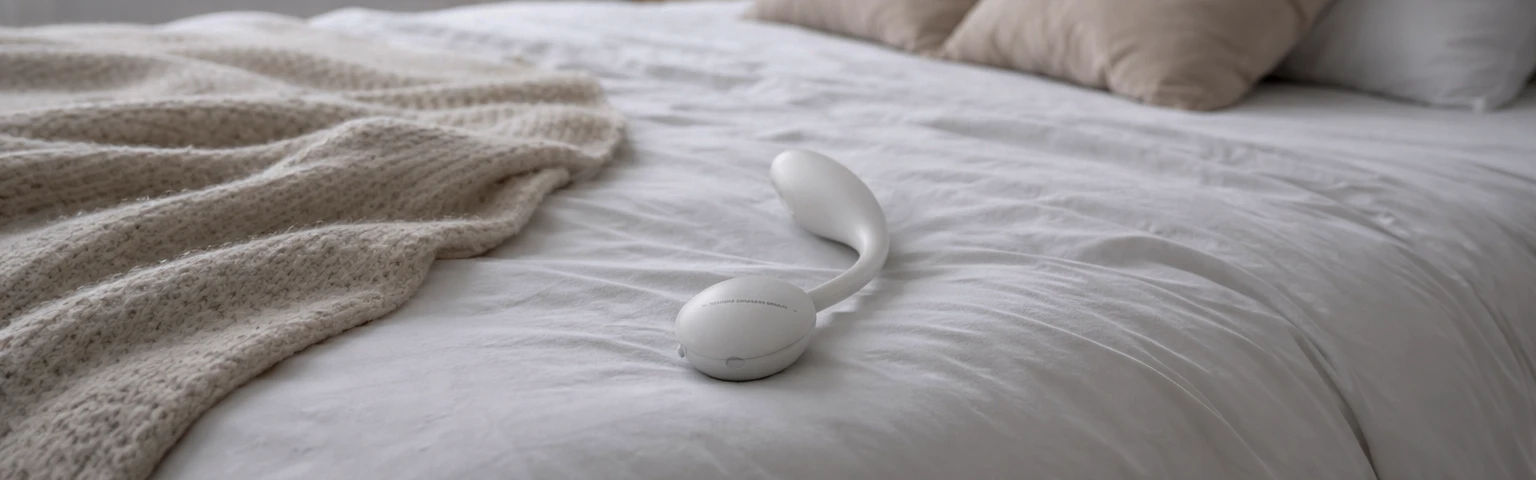 HooHss discreet white vibrator on bed
