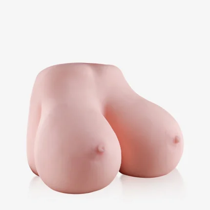 Center front close-up of realistic breast masturbation toy