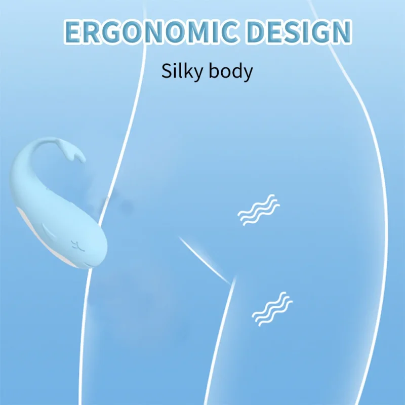Ergonomic design illustration of the silky-bodied clitoral stimulator showing how the curved tail provides targeted external stimulation.