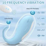 Technical diagram of the 10-frequency vibration modes designed for simultaneous vulva flirting and internal G-spot stimulation.