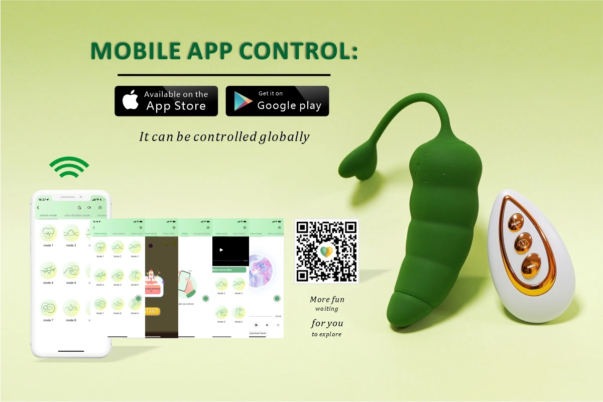 Mobile app control interface for adult toys available on App Store and Google Play for global remote play.