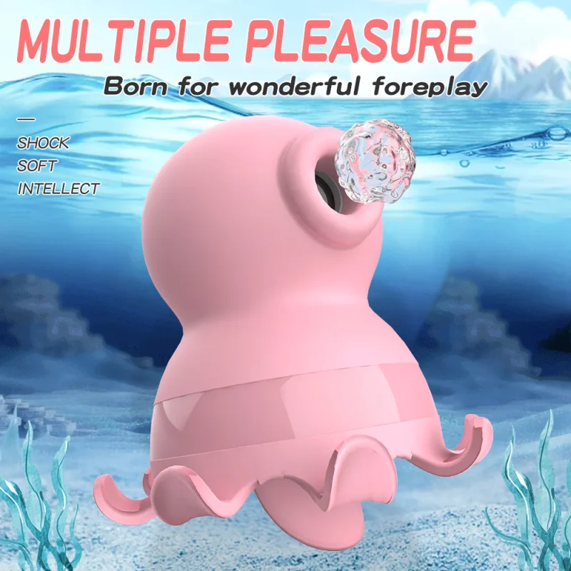 HH Bubbly Octopus clitoral suction vibrator featuring a soft pink silicone design for versatile foreplay and intimate pleasure.