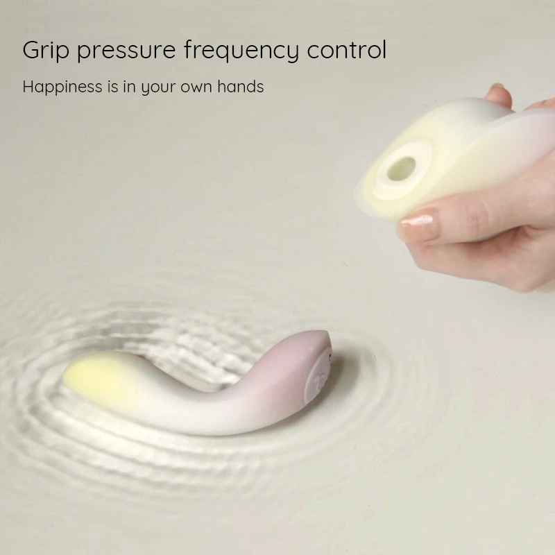 Demonstration of the "Flower" component being used over a water surface, emphasizing its waterproof capability and real-time frequency control through grip pressure.
