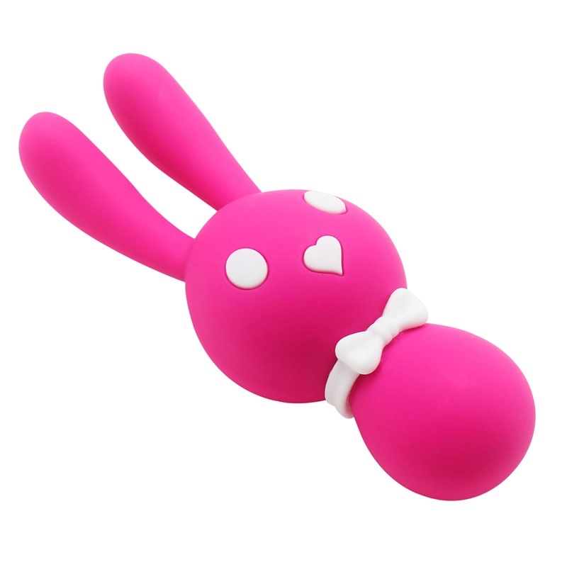 Angled close-up of the waterproof rabbit vibrator, showcasing the ergonomic rounded head and the dual-motor ears designed for targeted external stimulation.