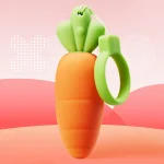 Front view of the Bunny's Favorite wellness massager against a stylized background, focusing on the soft-touch medical-grade silicone texture and playful aesthetic.