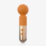 HH Candy Massager sleek orange clitoral stimulator with metallic gold base and dual control buttons.