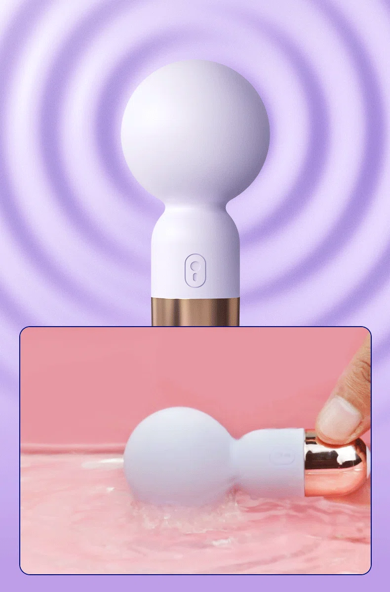 Close-up of the HH Candy Mini vibration waves and waterproof testing to showcase the powerful motor and moisture-sealed interface.