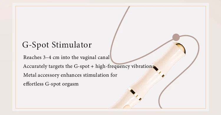 Infographic explaining the G-spot stimulator's ability to reach 3-4 cm for targeted internal pleasure.