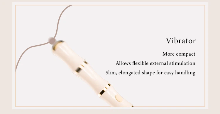 Compact and slim white pleasure device featuring an elongated bamboo-style handle for easy handling and targeted external stimulation.