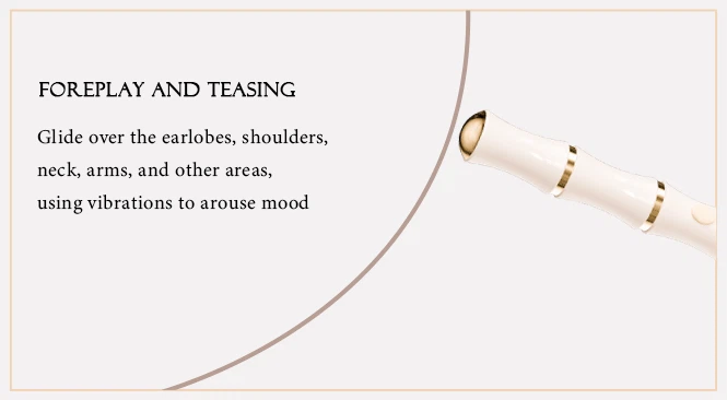 Versatile massage wand with a smooth gold-tipped head designed for foreplay, teasing, and arousing sensitive areas like the neck and shoulders.