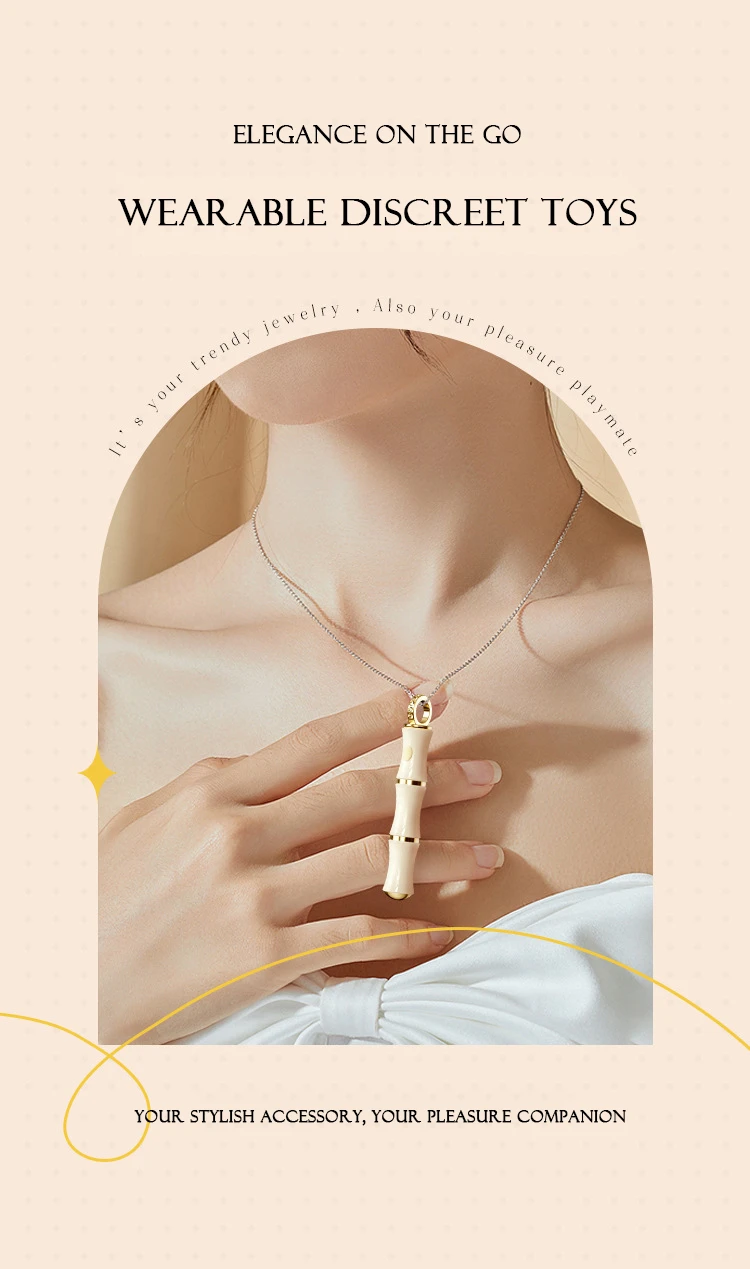 Lifestyle image of a stylish accessory and wearable pleasure companion for elegance on the go.