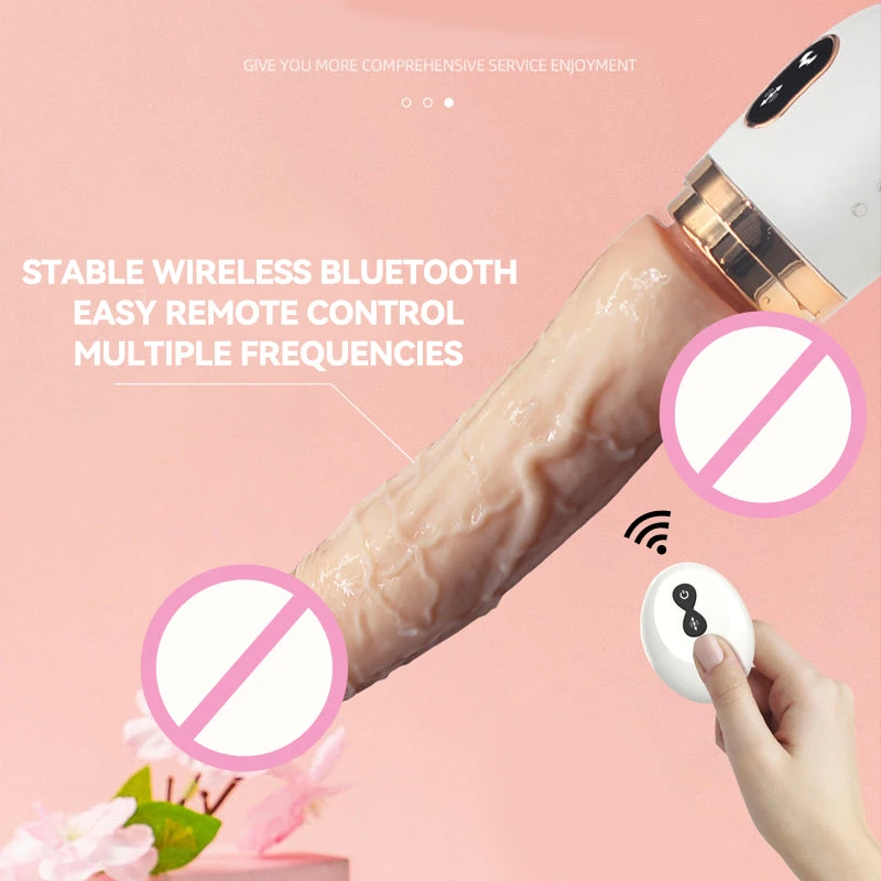 User demonstrating the stable wireless Bluetooth remote control for easy frequency switching on the premium textured silicone stimulator.