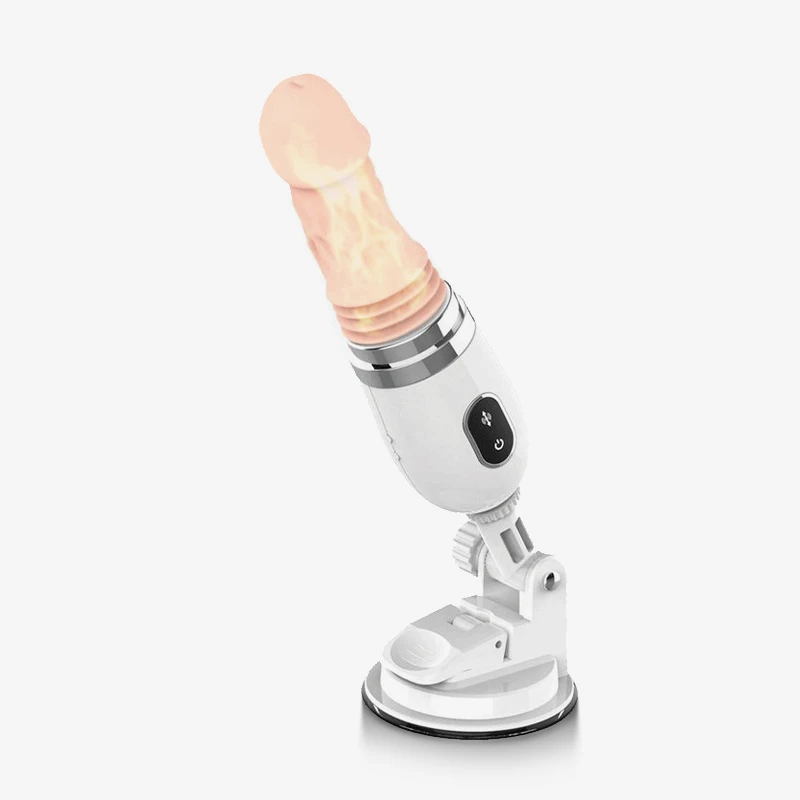 hh-compact-automatic-dildo-machine-with-convenient-base-gallery-14 Professional studio shot of the compact white automatic pleasure machine mounted on a heavy-duty suction base for stable, hands-free intimacy.