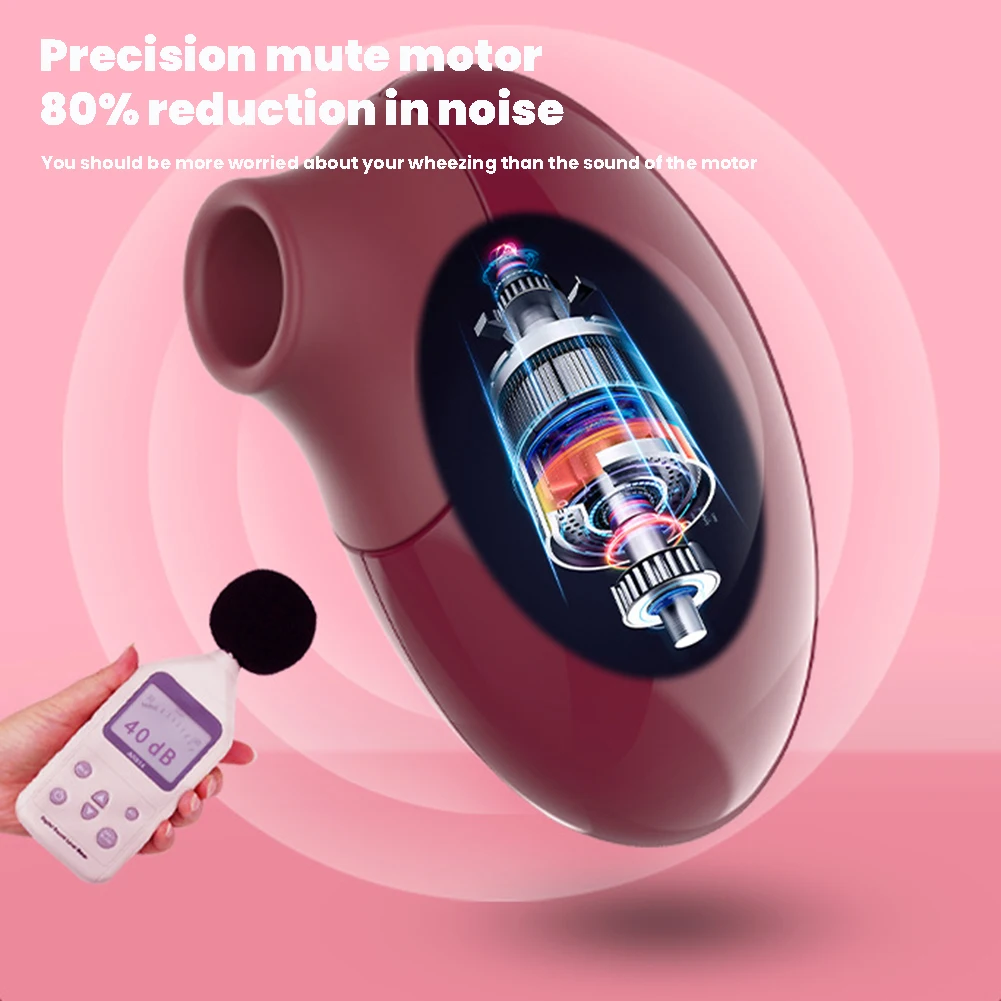 Internal view of a precision mute motor in a clitoral stimulator showing 80% noise reduction and quiet 40dB operation for discreet pleasure.