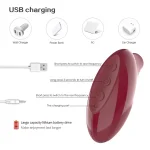 Infographic showing universal USB charging options for the HH compact clitoral stimulator, including power bank, PC, and car charger compatibility with a detailed button control guide.