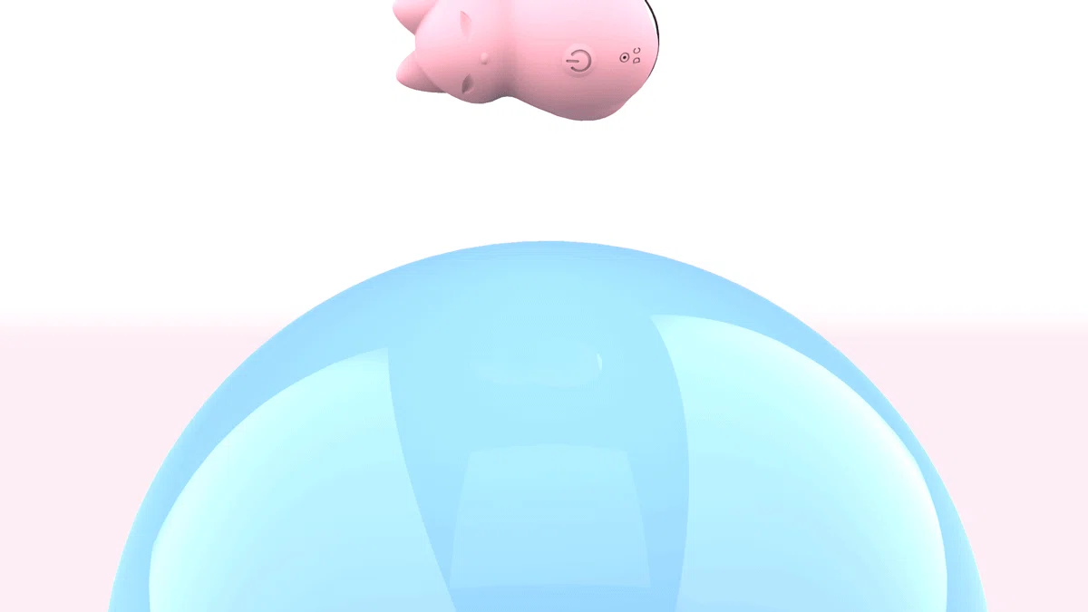 Close-up of the Cunning Little Fox massager showing the DC charging port and the high-quality finish of the base.