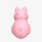 Front view of the Cunning Little Fox intimacy device showing the ergonomic power button and DC charging port on a clean white background.