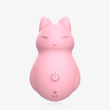 Front view of the Cunning Little Fox intimacy device showing the ergonomic power button and DC charging port on a clean white background.