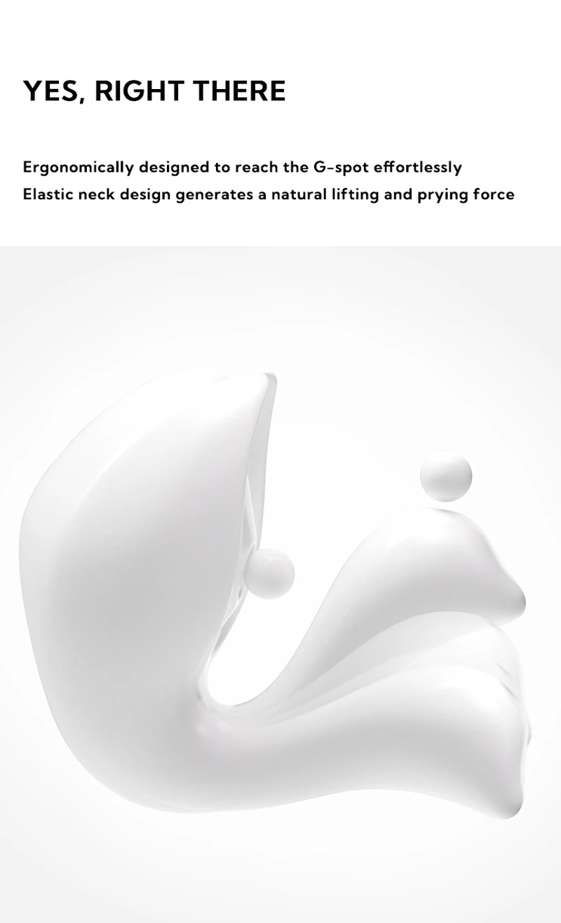Technical illustration of the elastic neck design, explaining how the prying force is engineered for targeted internal and external stimulation.
