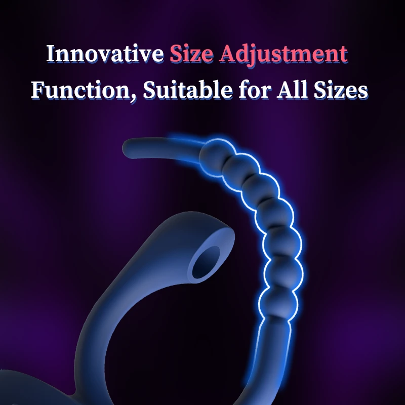Close-up infographic showing the innovative size adjustment function with a multi-bead locking mechanism suitable for all body types.