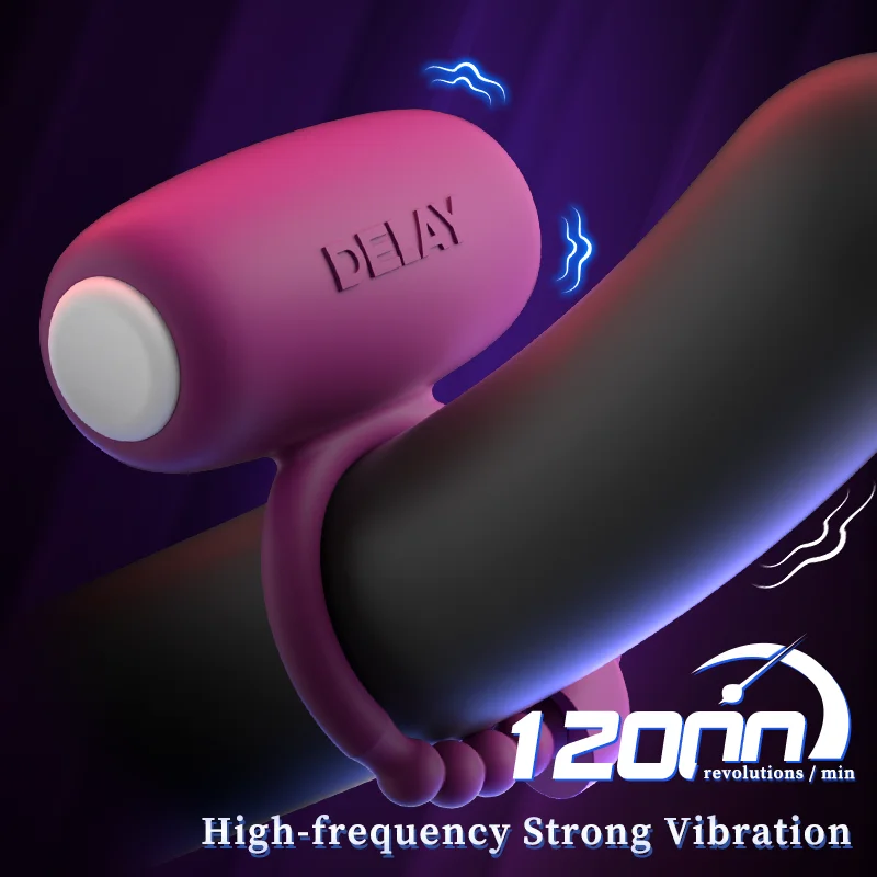 High-frequency vibration infographic highlighting the 12,000 revolutions per minute motor for powerful, targeted stimulation.