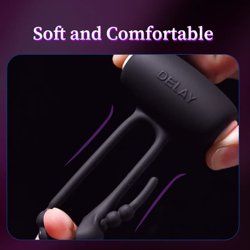 Close-up of the ultra-soft and comfortable skin-friendly silicone material showing the high elasticity and flexible fit of the pleasure device.