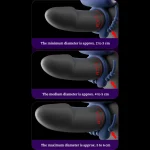 Infographic demonstrating the adjustable sizing of the beaded constriction loop, ranging from a minimum diameter of 2cm to a maximum of 6cm.