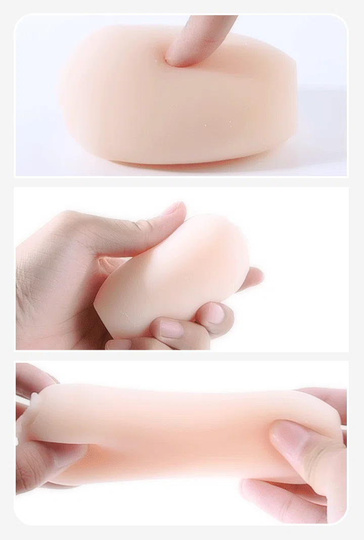 Demonstration of the ultra-soft, flexible silicone material of the Empress massager highlighting its skin-like texture and elasticity.