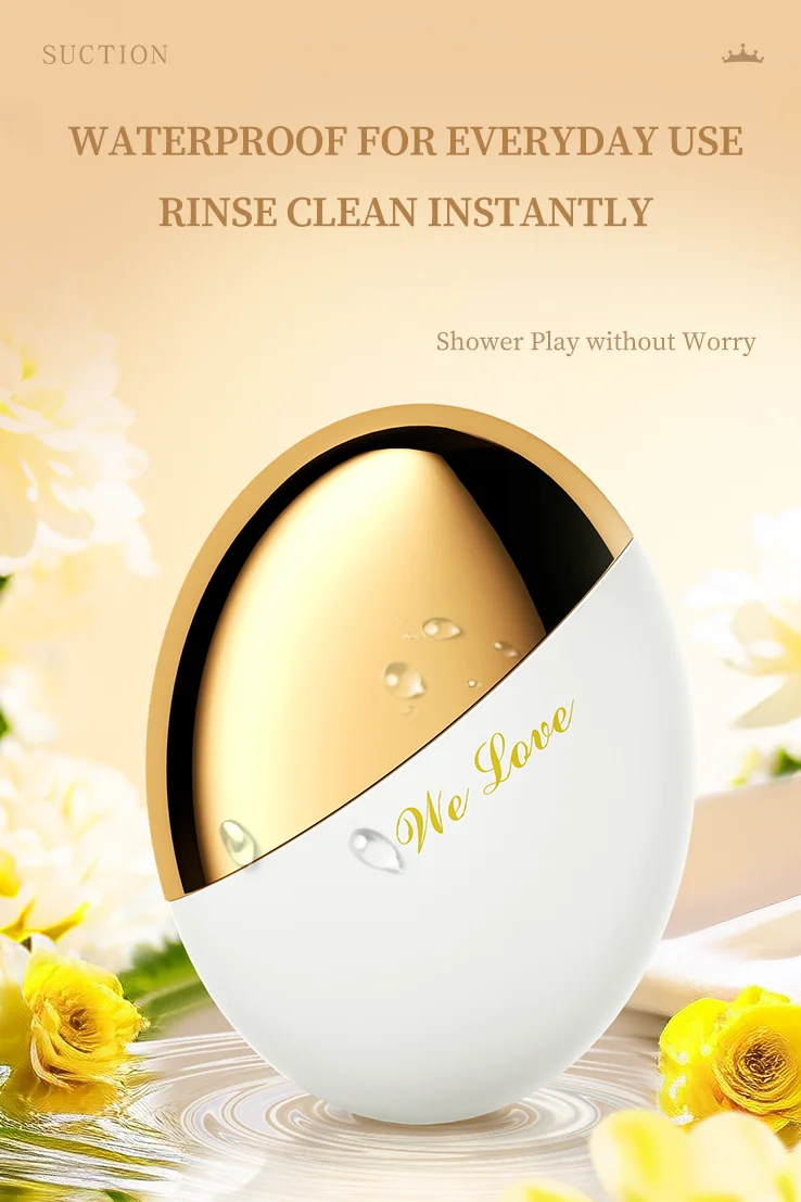 Waterproof Empress suction vibrator with a protective gold dust cover, suitable for shower play and easy cleaning.