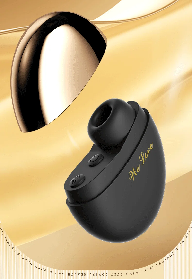 The Empress Empress "powder puff" style massager in matte black with its removable magnetic protective cap for hygienic storage.