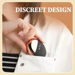 Lifestyle shot demonstrating the discreet design of the Empress powder puff vibrator fitting easily into a jacket pocket for travel-friendly use.