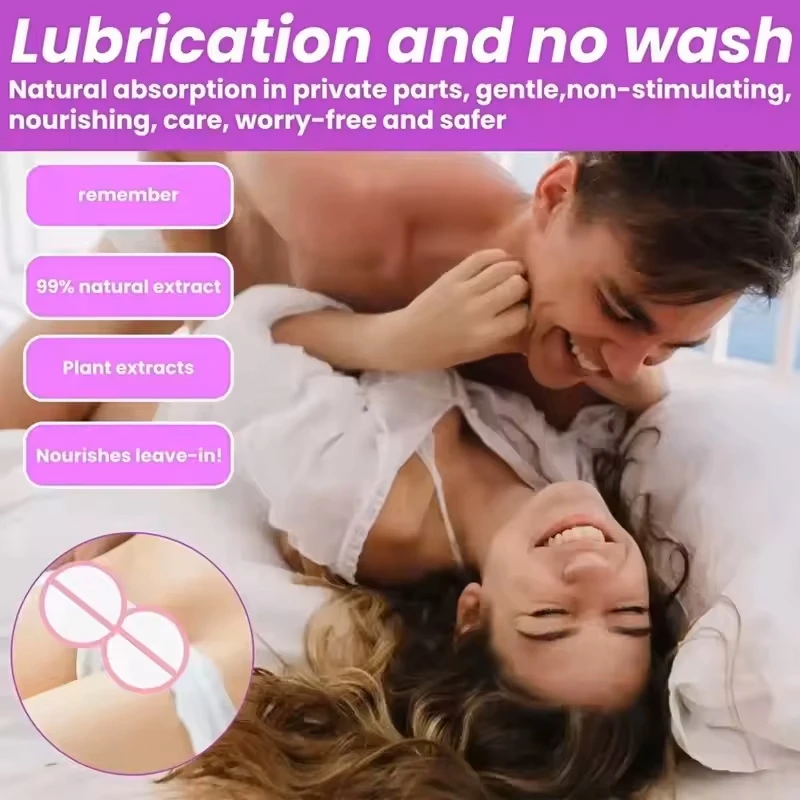 Lifestyle image of a happy couple with callouts for 99% natural plant extracts and a nourishing, non-wash leave-in formula for sensitive skin.