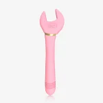 Front view of the HH-FlexWrench pink clitoral stimulator featuring a soft-touch silicone finish and ergonomic wrench-style head.