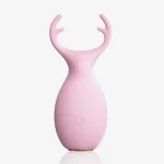 High-resolution studio shot of the pink Deer Forest Elf clitoral stimulator featuring a soft-touch silicone finish and ergonomic power button.