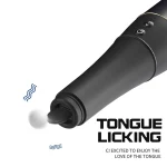 Detailed view of the specialized tongue-licking stimulator at the base of the handle for multi-sensory clitoral or nipple play.