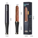 Dimensional technical drawing and luxury retail packaging for the 36cm baseball bat dildo and internal 19cm stimulator.