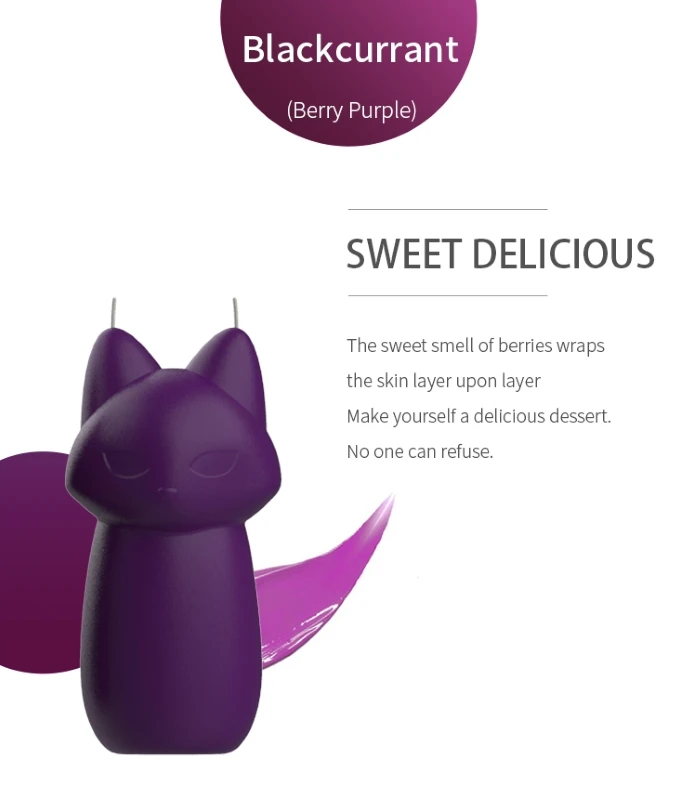 Berry Purple fox low-heat wax candle featuring a delicious blackcurrant dessert aroma for immersive sensory stimulation.