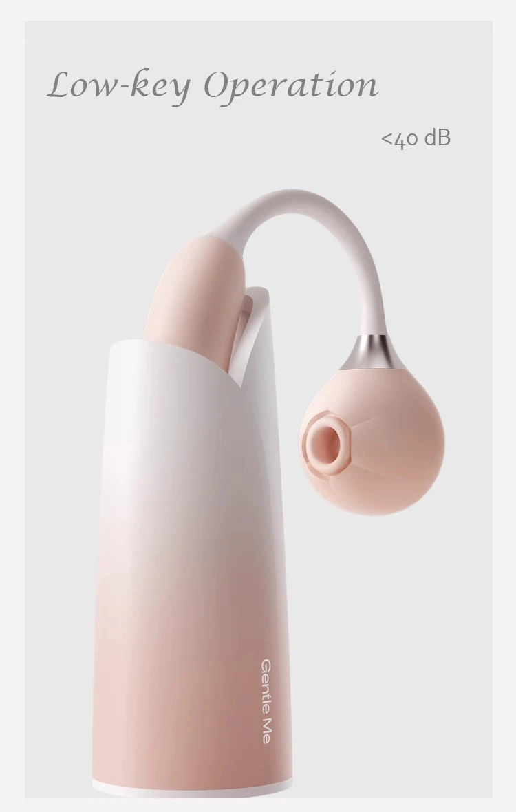 Discreet pleasure device showing the whisper-quiet motor performance rated at under 40 decibels for low-key operation.