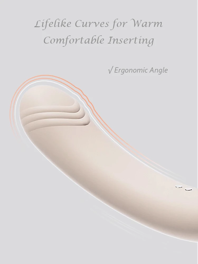 Detail shot of the ergonomic G-spot stimulator tip featuring lifelike textures and a warm, comfortable insertion angle.