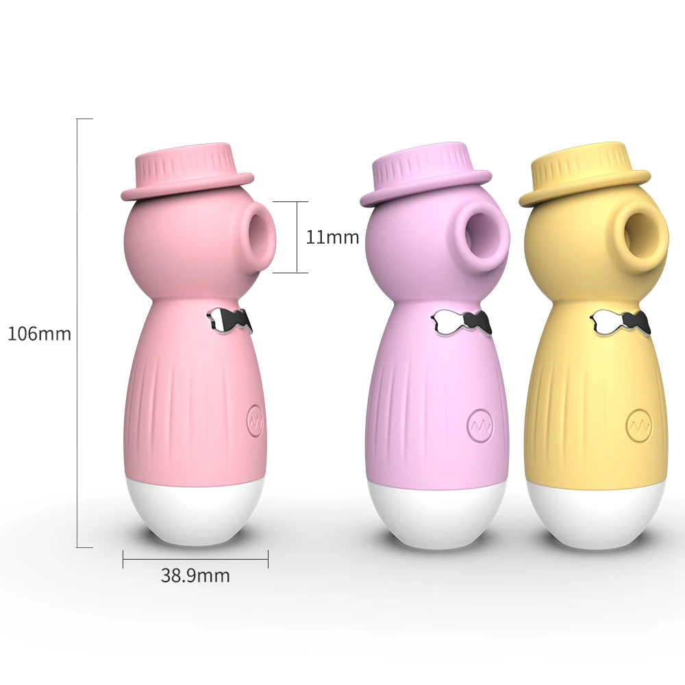 Technical dimension chart for the HH Gentleman series in pink, purple, and yellow, showing a compact 106mm height and 38.9mm width for portable travel use.