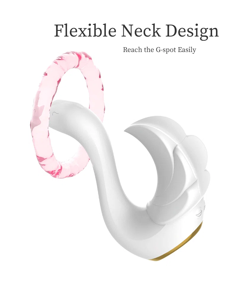 Demonstration of the flexible neck design on a luxury adult toy, engineered for precise internal G-spot reach and comfort.