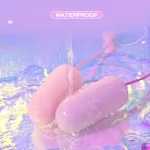 Two HH Gummy Bullet vibrators shown in a splashing water environment to emphasize the waterproof seal and hygiene-friendly materials.