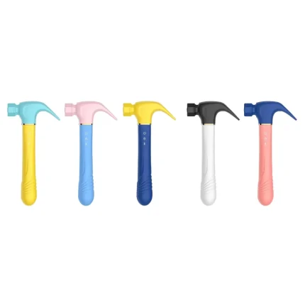 Collection of five stylish hammer-design clitoral stimulators featuring unique dual-tone color schemes and sleek handheld handles.