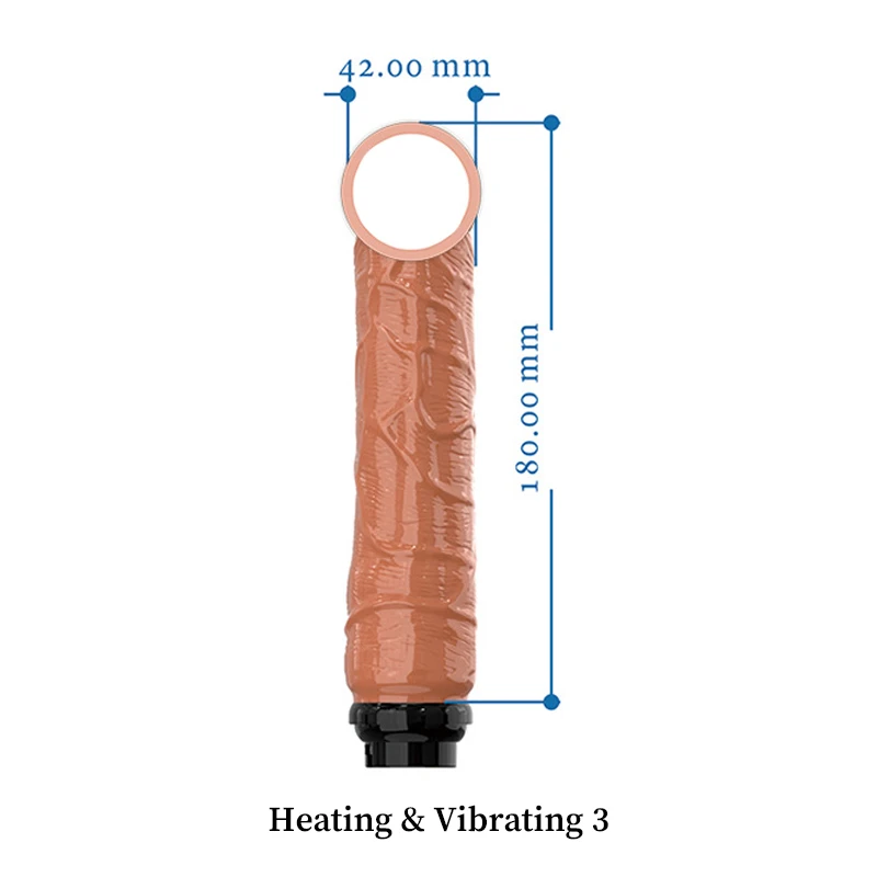 Premium 180mm extra-long vibrating and heated attachment for high-performance automatic sex machines.